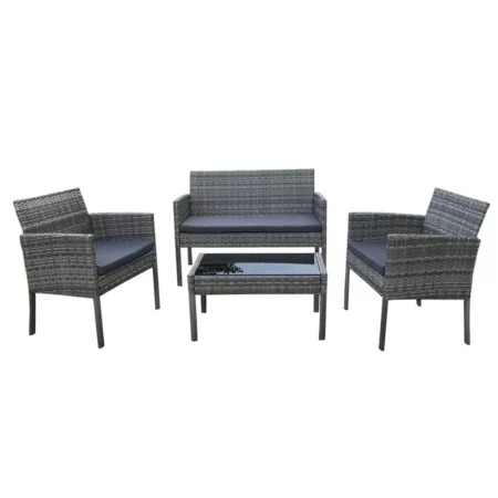 Seagull 4 Piece Rattan Sofa Set - Grey