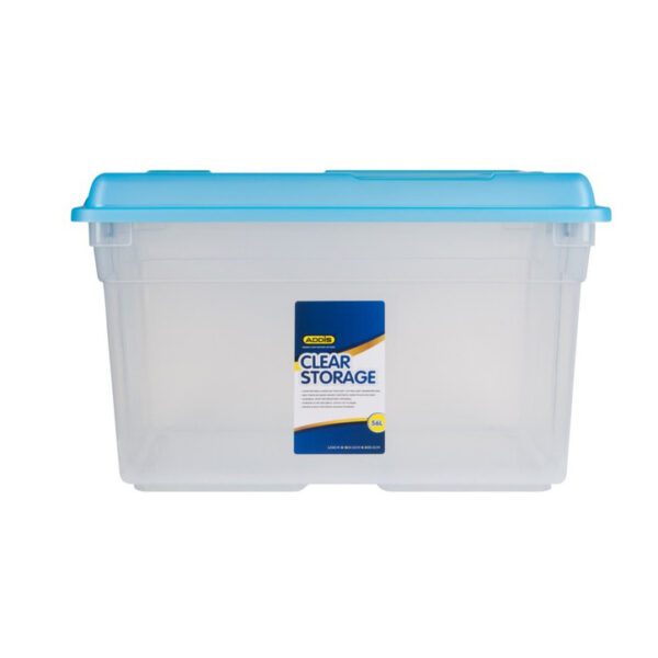 Addis Storage Box - Clear -Blue Lid - 56 Litres