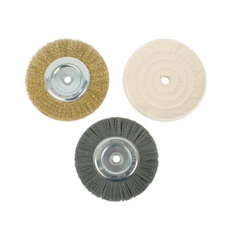 Tork Craft Bench Grinder Set 150mm 3Pce 1Xwire 1Xbuffullo 1Xnylon Wheel