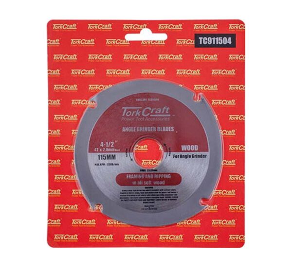 Tork Craft Blade 4 Teeth 115mmx22.23mm For Wood On Angle Grinder