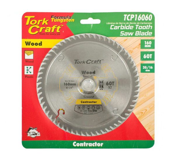 Tork Craft Blade Contractor 160x60T 20/16 Circular Saw Tct