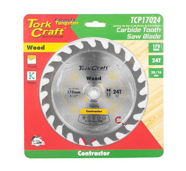 Tork Craft Blade Contractor 170x24T 20/16 Circular Saw Tct