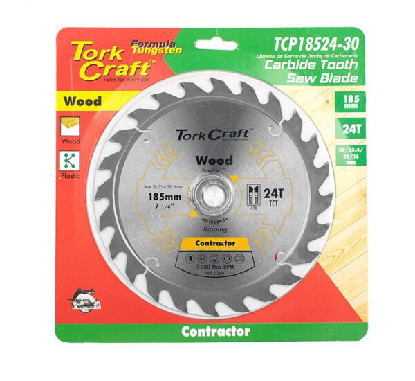 Tork Craft Blade Contractor 185x24T 30/20/16/1 Circular Saw Tct