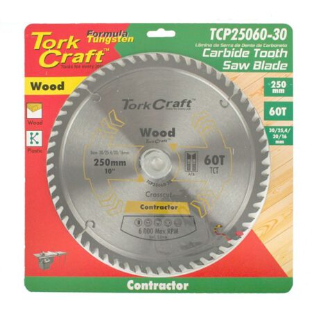 Tork Craft Blade Contractor 250x60T 30/20/16 Circular Saw Tct