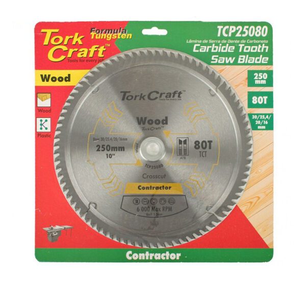 Tork Craft Blade Contractor 250x80T Atb 30/16 Circular Saw Tct
