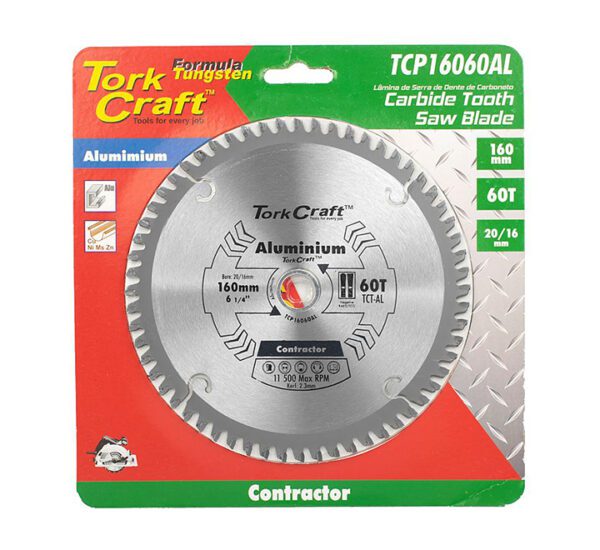 Tork Craft Blade Contractor Alluminium 160X60T 20/16 Circular Saw Tct