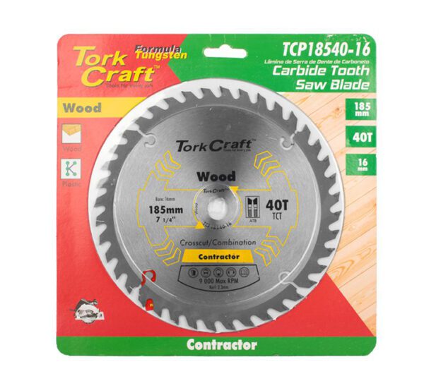 Tork Craft Blade Contractor 185x40T 20/16 Circular Saw Tct