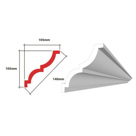 Cornice Biance - Medium Density  105x105x140 Per 8 Metre