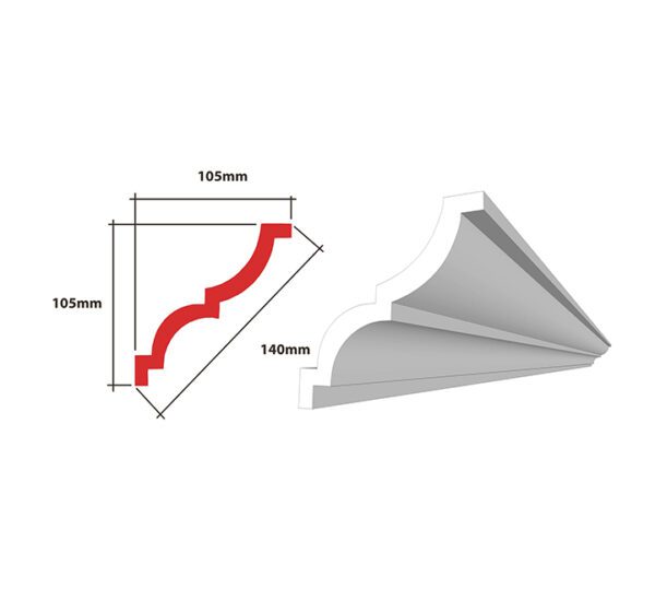 Cornice Biance - Medium Density  105x105x140 Per 8 Metre