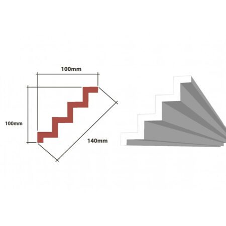 Cornice Tamara EPS  - Medium Density  - 100 x 100 x 140 Per 8 Metre