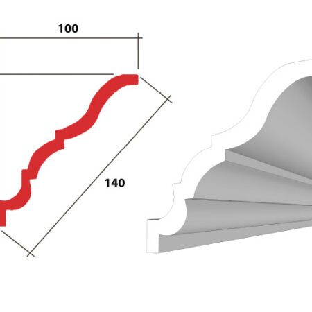 Cornice Troy EPS  - Medium Density - 100 x 100 x 140 Per 8 Metre