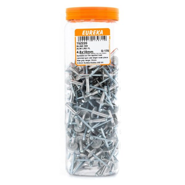 Eureka Blind  Rivet Alluminium Large Flange 4.8X18mm  - 170 Qty
