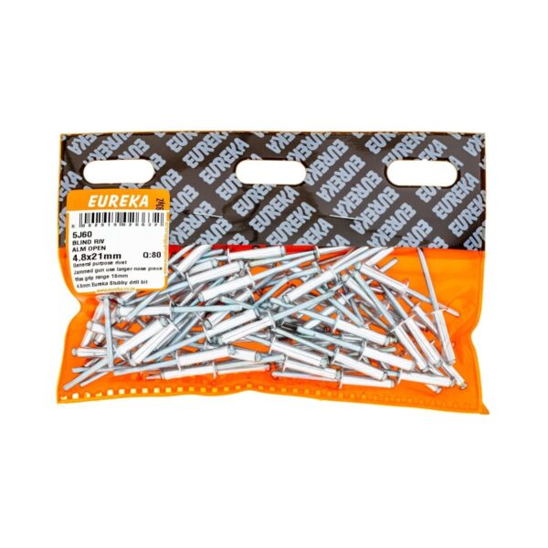 Eureka Blind Rivet Alluminium Open 4.8X21mm - 80 Qty