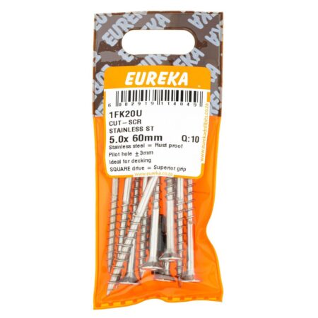 Eureka  Cut-Screw - Stainless Steel - 5.0  x  60mm - 10 Qty