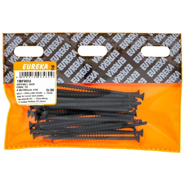 Eureka Drywll Screw - Coarse - T3 - 4.8  x  100mm #10 - 30 Qty
