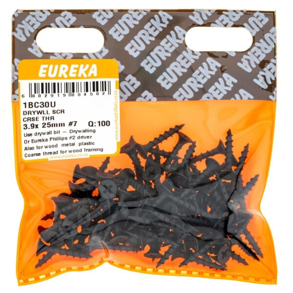 Eureka Drywll Screw -  Coarse Thread -  3.9  x  25mm #7- 100 Qty
