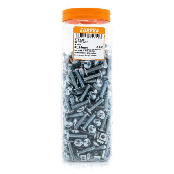 Eureka Gutter Bolt & Nut - 6  x  25mm - 250 Qty