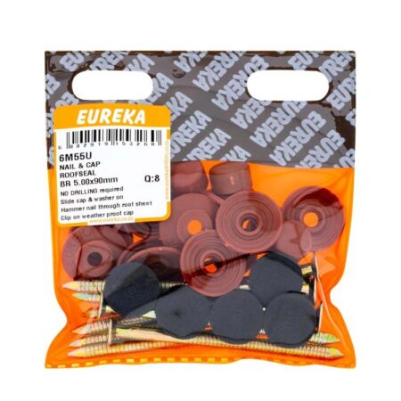 Eureka Nail & Cap Roofseal - Brown - 5.00 x 90mm - 8 Qty