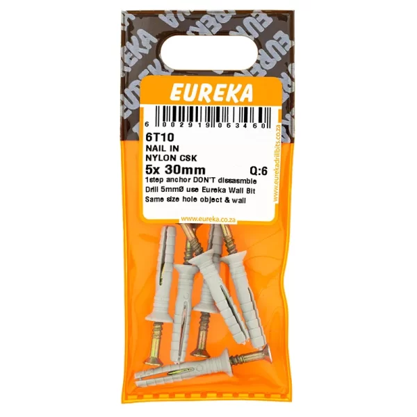 Eureka Nail In Nylon - Countersank - 5 x 30mm - 6 Qty