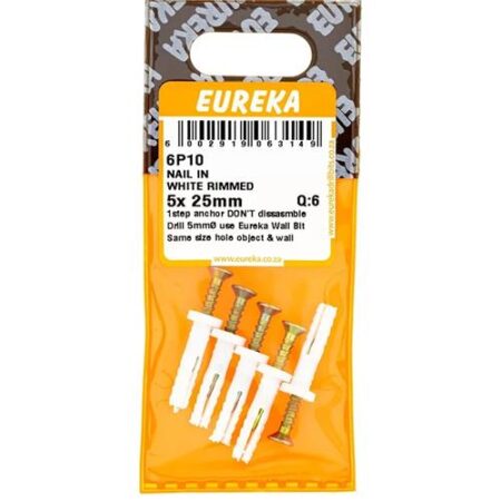 Eureka Nail In White Rimmed - 5 x 25mm  - 6 Qty