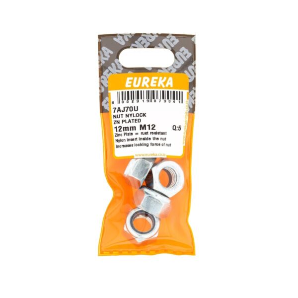 Eureka Nut Nylock - Zinc Plated - 12mm -12- 5 Qty