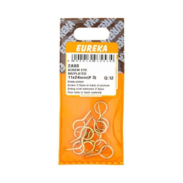 Eureka Screwew Eye - Brass  Plated - 11 x 24mm (# 3) - 12 Qty