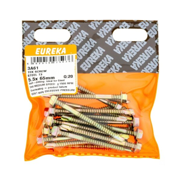 Eureka Tek Screw Steel - T3 - 5.5 x 65mm  - 20 Qty