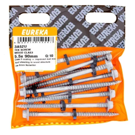 Eureka Tek Screw - Wood Clas - 4 5.5 x 90mm  - 10 Qty