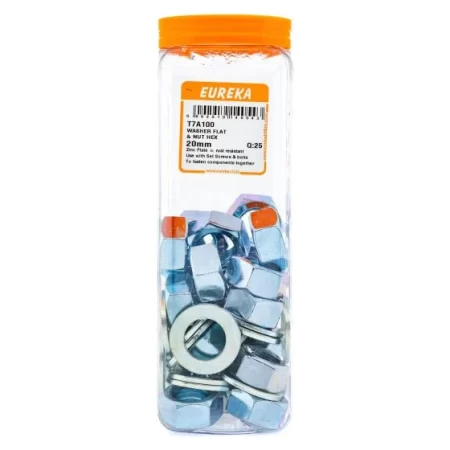 Eureka Washer - Flat & Nut He x  20mm - 25 Qty