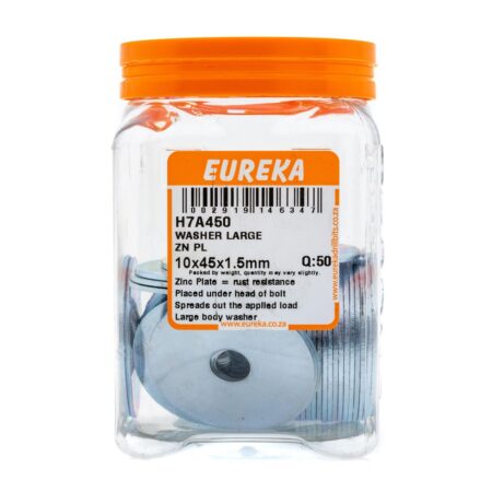 Eureka Washer - Large - Zinc  Plated - 10 x 45 x 1.5mm - 50 Qty