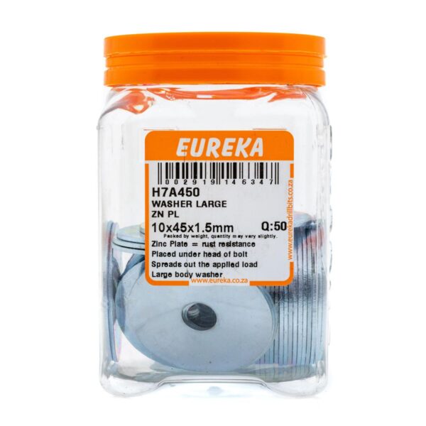 Eureka Washer - Large - Zinc  Plated - 10 x 45 x 1.5mm - 50 Qty