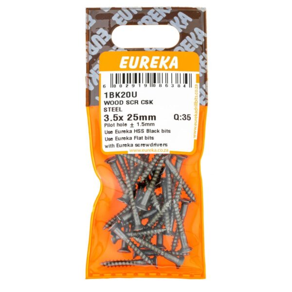 Eureka Wood  Screw  - Countersunk - Steel - 3.5 x 25mm - 35 Qty
