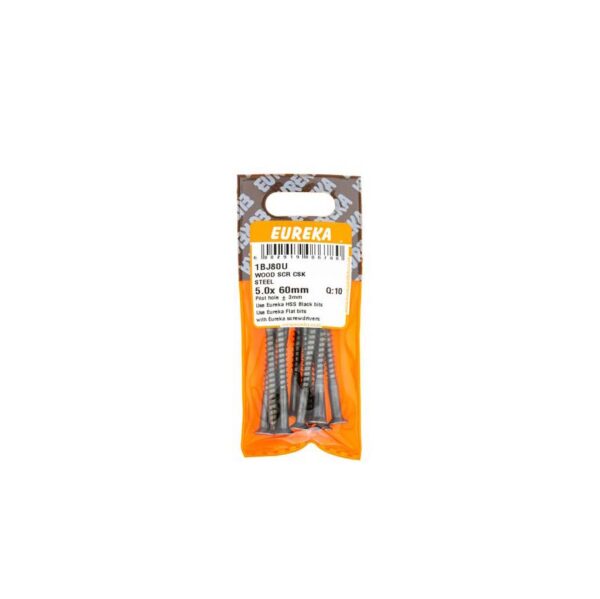 Eureka Wood  Screw  - Countersunk - Steel - 5.0 x 60mm - 10 Qty