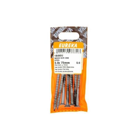 Eureka Wood  Screw  - Countersunk - Steel - 5.5 x 75mm - 8 Qty