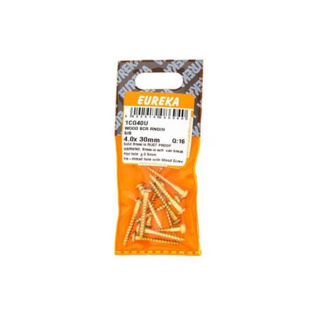 Eureka Wood  Screw -  Round Head - Structural Bolting -  4.0 x 30mm - 16 Qty