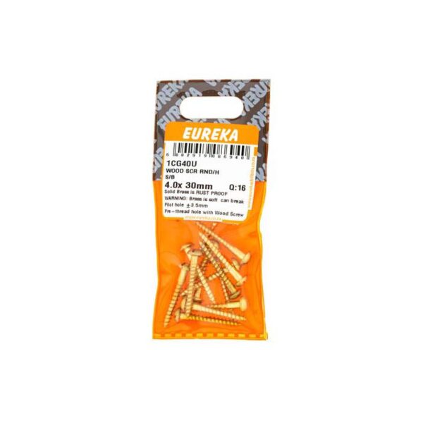 Eureka Wood  Screw -  Round Head - Structural Bolting -  4.0 x 30mm - 16 Qty