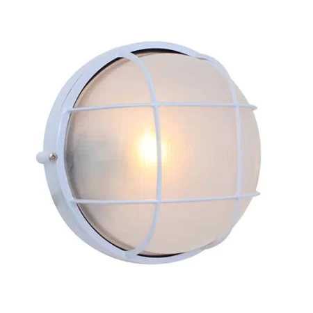 Eurolux Bulkhead Round Large Grid 240Mm White 1X100W