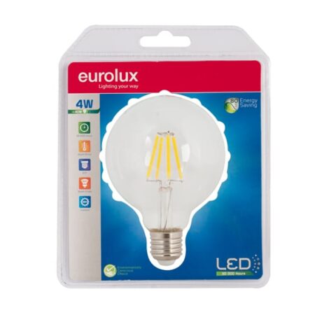 Eurolux LED 95Mm Filament Maxi Globe E27 4W Ww