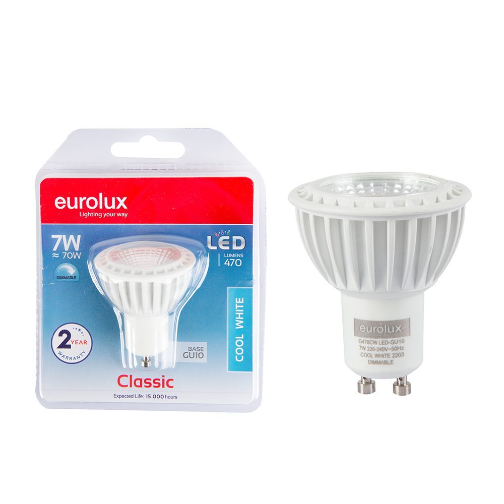 Eurolux LED Gu10 Core 7W 4000K Cool White Build Africa