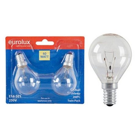 Eurolux Oven Lamp Golfball Bulb E14 40W Twin Pack