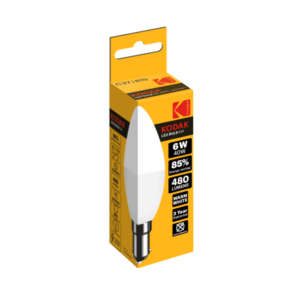 Kodak LED Bulb Candle B15 6W Warm Glow