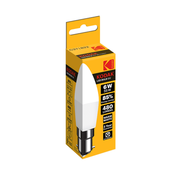Kodak LED Bulb Candle B22 6W Warm Glow