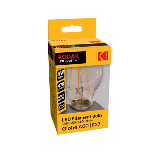 Kodak LED Filament Bulb A60 E27 4W Warm