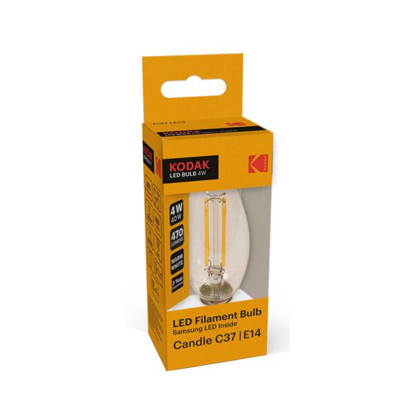 Kodak LED Filament Bulb C37 E14 4W Warm