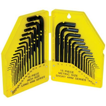 Tork Craft  Allen Key Set Metric & Imperial Sizes In Plastic Case - 30 Piece