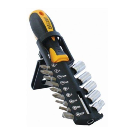 Tork Craft Screwdriver Set With Bits Sockets And Belt Clip - 15 Piece