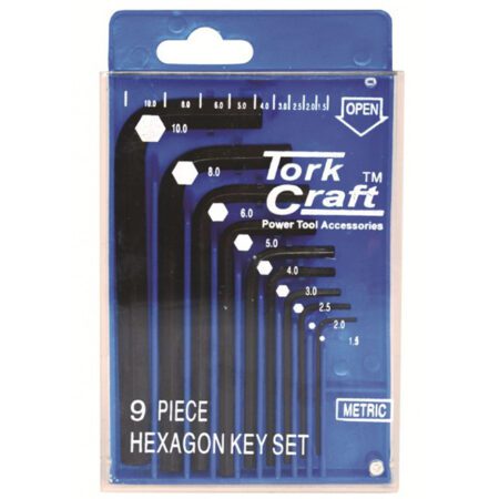 Tork Craft Hex Key Set  1.5-10mm Cr-V In Plastic Case - 9 Piece