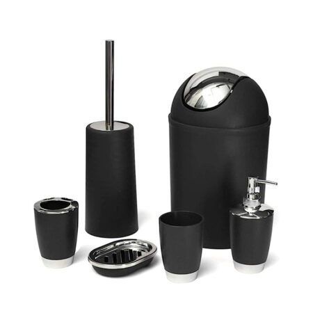 Bella  Bathroom  Accessories Set - Black -  6 Piece -Black - Pbs201Bk