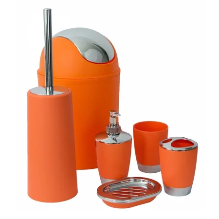 Bella  Bathroom  Accessories Set - 6 Piece - Orange  -Pbs201Or