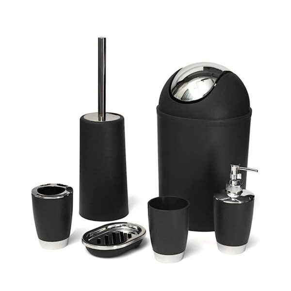 Bella  Bathroom  Accessories Set - Black -  6 Piece -Black - Pbs201Bk